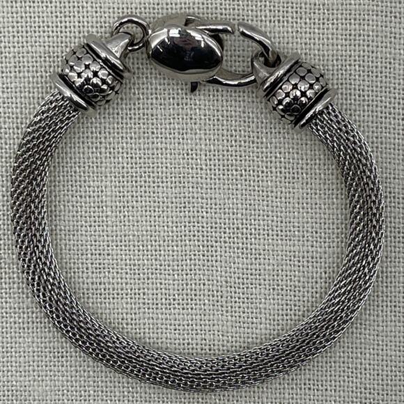 Sterling Silver Mesh Chain Bracelet Minimalist Simple Modern Unisex 7.5" - Picture 2 of 5